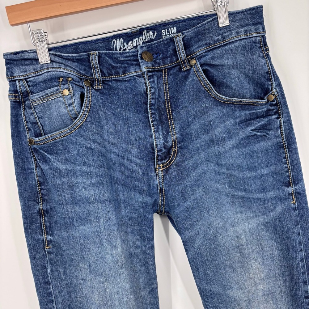 Wrangler Retro Slim Boot Cut Jeans Mens 32x34 (Tag 32x36) Blue Denim Stretch